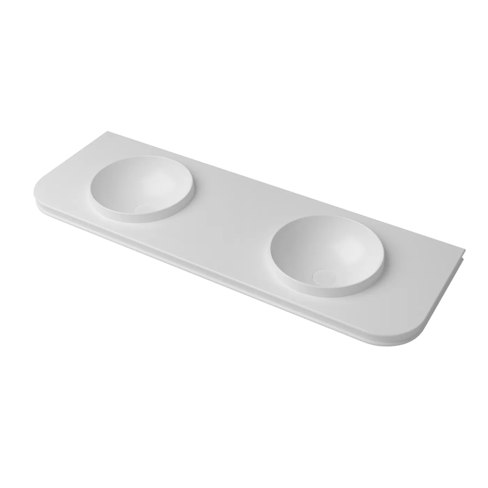Otti Havana English Edge Top 1500x500x50mm w/ Round Basin Matte White MTHA155RB-50