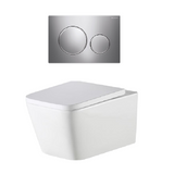 Oliveri Munich Toilet Suite Wall Hung w/ ChromeFlush Plate Round Buttons White MU503RDPPCR