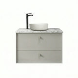 Otti Boston Wall Hung Vanity 600mm Light Grey / Natural Carrara Marble Top BS600LGSTUD-NCA