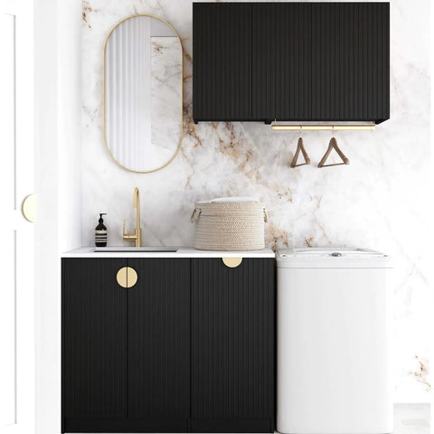Otti Marlo Laundry Kit 1715DR-A w/ 400 Drawer Unit Black / Natural Carrara Marble Top LA-1715DR-A-MA-NCA