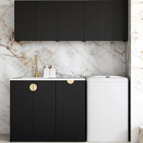 Otti Marlo Laundry Kit 1715DR-B w/ 400 Drawer Unit Black / Natural Carrara Marble Top LA-1715DR-B-MA-NCA
