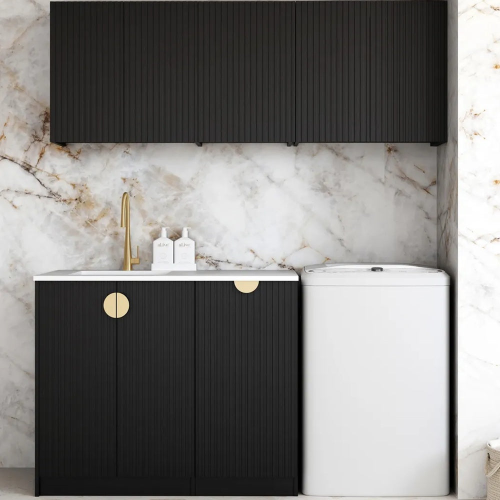 Otti Marlo Laundry Kit 1715DR-B w/ 400 Drawer Unit Black / Pure White Top LA-1715DR-B-MA-PW