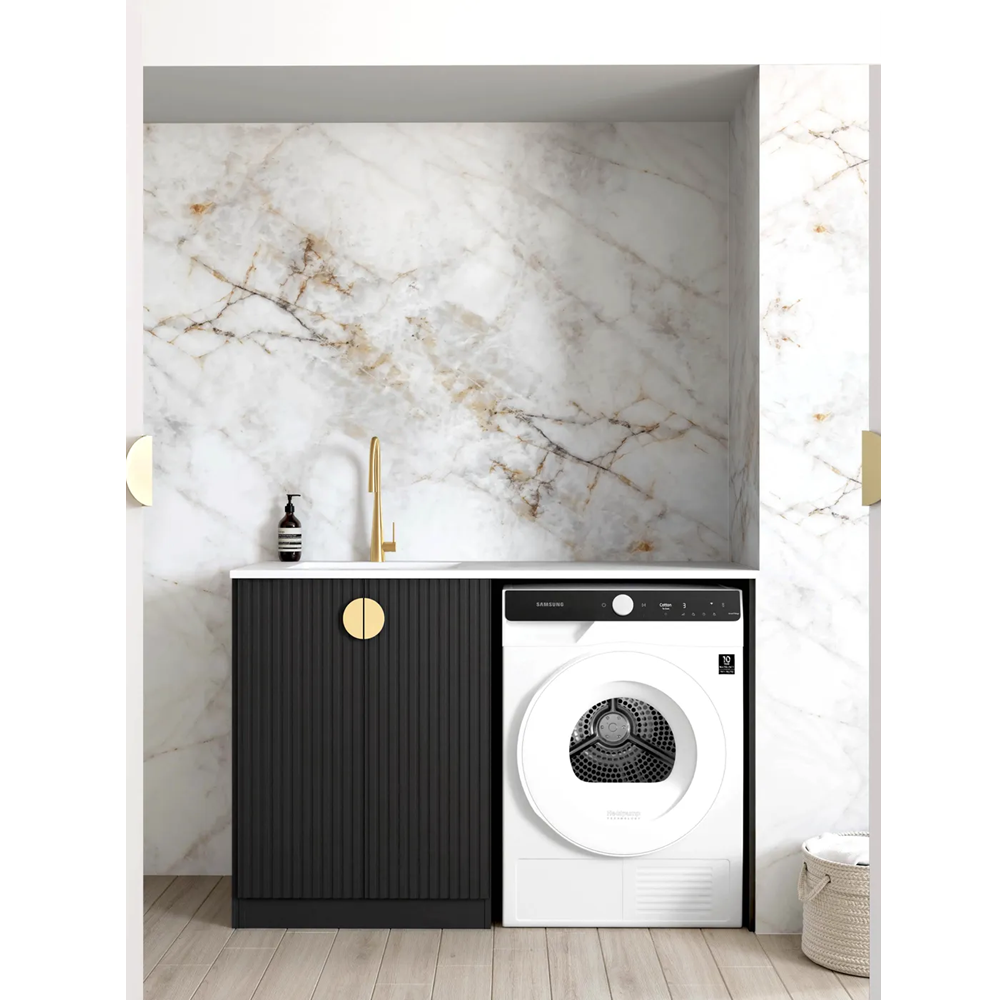 Otti Marlo Laundry Cabinet 1300mm Black / Cloudy Carrara Top LA-1300-MA-CA