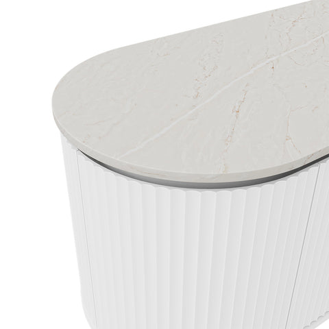 Fienza Pill Shaped Stone Top 1500mm (No Taphole) Silica Free Marmo Latte 513-168-SF