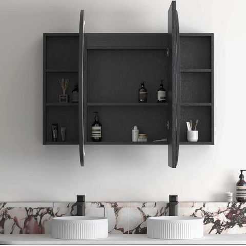 Otti Bondi LED Shaving Cabinet 1500x900mm Black Oak LED-BOSV1590B