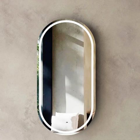 Otti Noosa LED Shaving Cabinet Oval 900x450mm Black Oak LED-SOV9045B