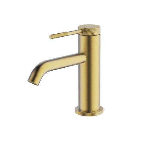 Abey Poco Knurled Basin Mixer Brushed Brass 6B1-KBB