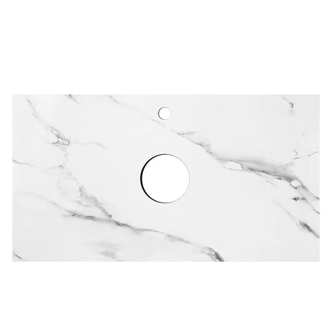 Otti Rock Plate Stone Slab Basin 600x465mm Above Counter (12 O'Clock Taphole) Mont Blanc RP64CA-12TH