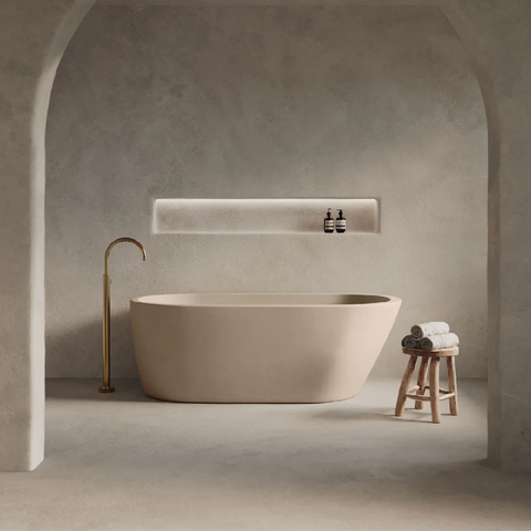 Nood Co Juno Freestanding Concrete Bathtub 1690mm Mushroom JU1-5-0-MS