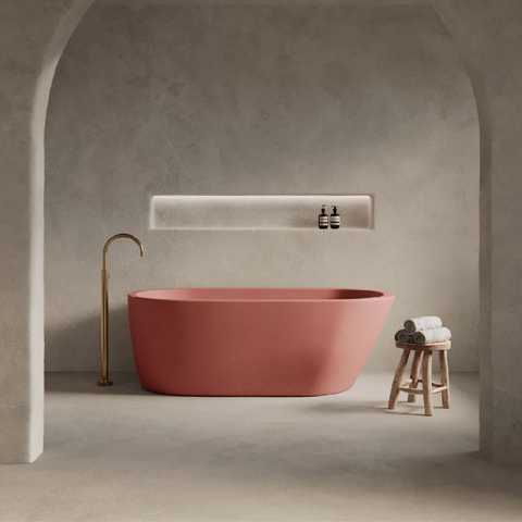 Nood Co Juno Freestanding Concrete Bathtub 1690mm Musk JU1-5-0-MU