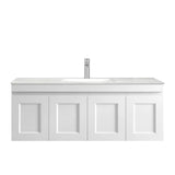 Otti Hampton Mark II Wall Hung Vanity 1200mm Satin White w/ Undermount Natural Carrara Marble Top & Basin HPM1200WSTUD-NCA-UB