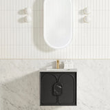 Otti Laguna Mk II Wall Hung Vanity 600mm Black Oak w/ Ceramic Top LGM600BCT