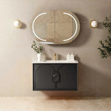 Otti Laguna Mk II Wall Hung Vanity 900mm Black Oak w/ Ceramic Top LGM900BCT