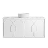 Otti Laguna Mk II Wall Hung Vanity 1200mm Matte White w/ Natural Carrara Marble Top LGM1200WSTUD-NCA