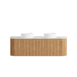 Otti Bondi Curve Wall Hung Vanity 1500mm Fluted Woodland Oak w/ Cloudy Carrara Top BOW1500LST-CA
