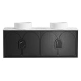 Otti Laguna Mk II Wall Hung Vanity 1500mm Black Oak w/ Natural Carrara Marble Top LGM1500BSTUD-NCA