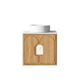 Otti Laguna Mk II Wall Hung Vanity 600mm Natural Woodland Oak w/ Natural Carrara Marble Top LGM600NSTUD-NCA