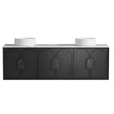 Otti Laguna Mk II Wall Hung Vanity 1800mm Black Oak w/ Undermount Natural Carrara Marble Top & Basin LGM1800BSTUD-NCA-UB