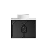 Otti Laguna Mk II Wall Hung Vanity 750mm Black Oak w/ Cloudy Carrara Top LGM750BSTUD-CA