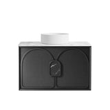 Otti Laguna Mk II Wall Hung Vanity 900mm Black Oak w/ Natural Carrara Marble Top LGM900BSTUD-NCA