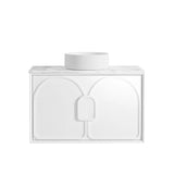 Otti Laguna Mk II Wall Hung Vanity 900mm Matte White w/ Cloudy Carrara Top LGM900WSTUD-CA