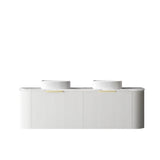 Otti Bondi Wall Hung Curve Vanity 1500mm Fluted Satin White w/ Natural Carrara Marble Top BO1500WST-NCA