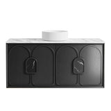 Otti Laguna Mk II Wall Hung Vanity 1200mm Black Oak w/ Cloudy Carrara Top LGM1200BSTUD-CA