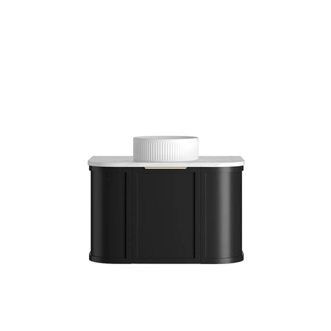 Otti Hampshire Wall Hung Curve Vanity 750mm Satin Black w/ Natural Carrara Marble Top BOH750BST-NCA