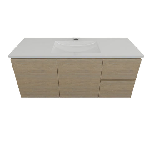 Timberline Nevada Vanity 1200mm Centre Bowl Alpha Top Wall Hung Rural Oak NEVV1200CAPHW-RO