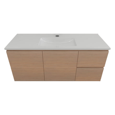 Timberline Nevada Vanity 1200mm Centre Bowl Alpha Top Wall Hung Tassie Oak NEVV1200CAPHW-TO