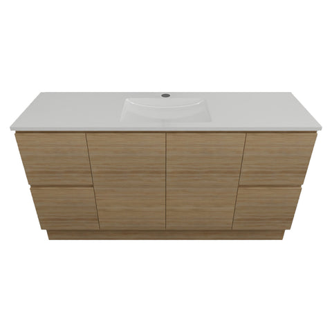 Timberline Nevada Vanity 1500mm Centre Bowl Alpha Top Floor standing Prime Oak NEVV1500CAPHF-PO