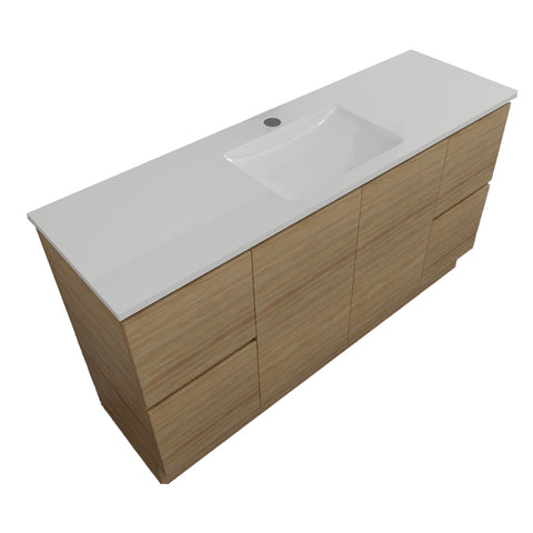Timberline Nevada Vanity 1500mm Centre Bowl Alpha Top Floor standing Prime Oak NEVV1500CAPHF-PO