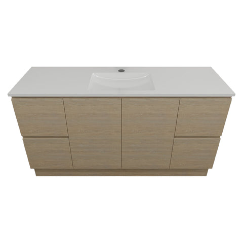 Timberline Nevada Vanity 1500mm Centre Bowl Alpha Top Floor standing Rural Oak NEVV1500CAPHF-RO