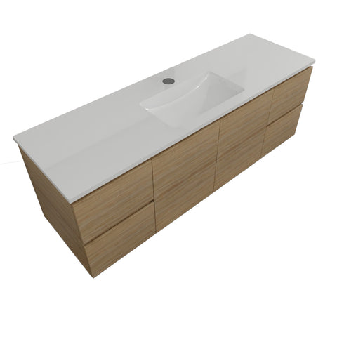 Timberline Nevada Vanity 1500mm Centre Bowl Alpha Top Wall Hung Prime Oak NEVV1500CAPHW-PO