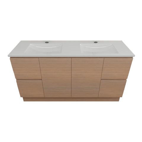 Timberline Nevada Vanity 1500mm Double Bowl Alpha Top Floor standing Tassie Oak NEVV1500DAPHF-TO