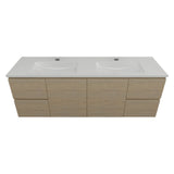 Timberline Nevada Vanity 1500mm Double Bowl Alpha Top Wall Hung Rural Oak NEVV1500DAPHW-RO