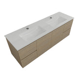 Timberline Nevada Vanity 1500mm Double Bowl Alpha Top Wall Hung Rural Oak NEVV1500DAPHW-RO