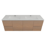 Timberline Nevada Vanity 1500mm Double Bowl Alpha Top Wall Hung Tassie Oak NEVV1500DAPHW-TO