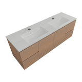 Timberline Nevada Vanity 1500mm Double Bowl Alpha Top Wall Hung Tassie Oak NEVV1500DAPHW-TO