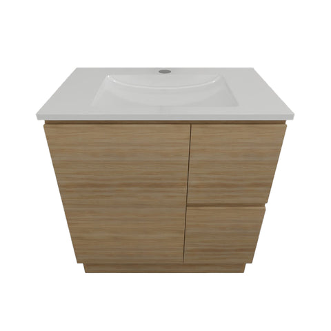 Timberline Nevada Vanity 750mm Centre Bowl Alpha Top Floor standing Prime Oak NEVV750CAPHF-PO