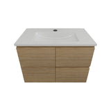 Timberline Nevada Vanity 750mm Centre Bowl Alpha Top Wall Hung Prime Oak NEVV750CAPHW-PO