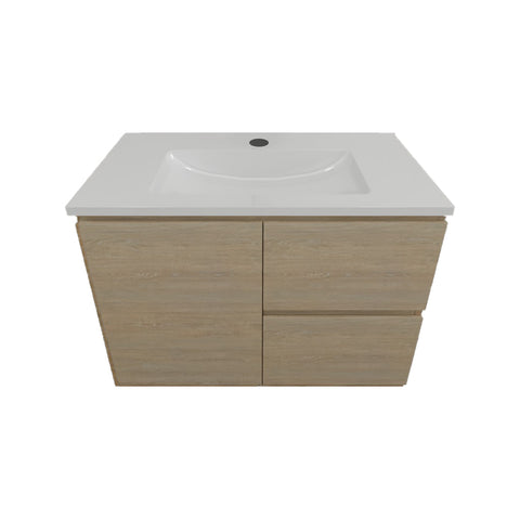 Timberline Nevada Vanity 600mm Centre Bowl Alpha Top Wall Hung Rural Oak NEVV600CAPHW-RO