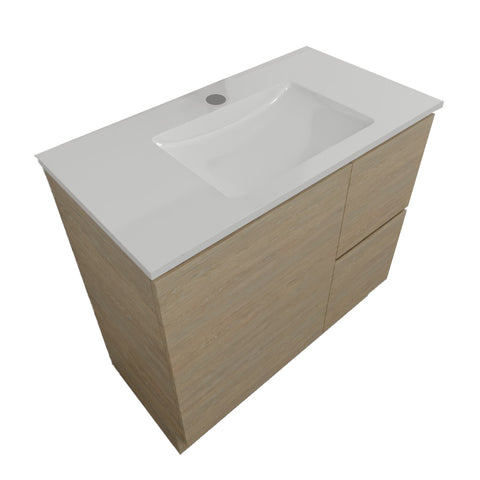 Timberline Nevada Vanity 900mm Centre Bowl Alpha Top Floor standing Rural Oak NEVV900CAPHF-RO