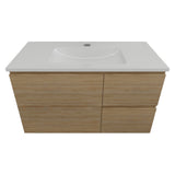 Timberline Nevada Vanity 900mm Centre Bowl Alpha Top Wall Hung Prime Oak NEVV900CAPHW-PO