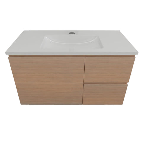 Timberline Nevada Vanity 900mm Centre Bowl Alpha Top Wall Hung Tassie Oak NEVV900CAPHW-TO