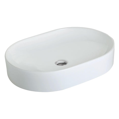Argent Grace Oval Above Counter Basin 600mm (No Taphole) White NO19MUL00