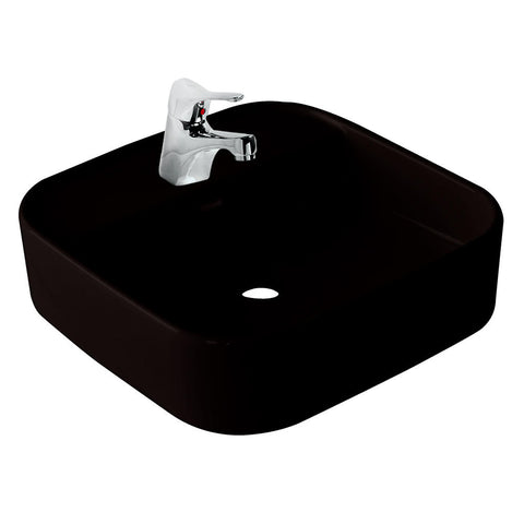 Argent Grace Square Above Counter Basin 425mm (w/ Tap Shelf & 1 Tap Hole) Matte Black NO28MUL0122