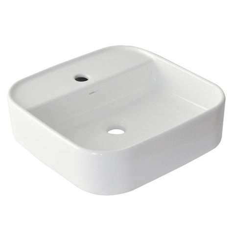 Argent Grace Square Above Counter Basin 425mm (w/ Tap Shelf & 1 Taphole) White NO28MUL01