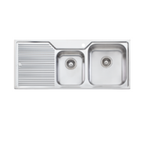 Oliveri Nu-Petite 1 & 3/4 Bowl Sink & Drainer 1150mm (Right Hand Bowl) Topmount Stainless Steel NP612