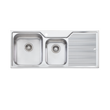 Oliveri Nu-Petite 1 & 3/4 Bowl Sink & Drainer 1150mm (Left Hand Bowl) Topmount Stainless Steel NP611